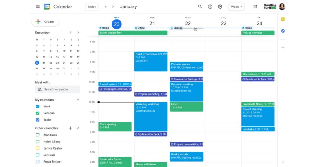 Google Calendar features