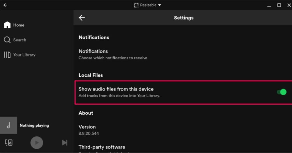 audio files from this device option spotify